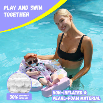Genteaco Newest Mambobaby Baby Pool Float With Removable Canopy 3-24 Months, Non-Inflatable Infant Floats For Pool Add Tail Avoi