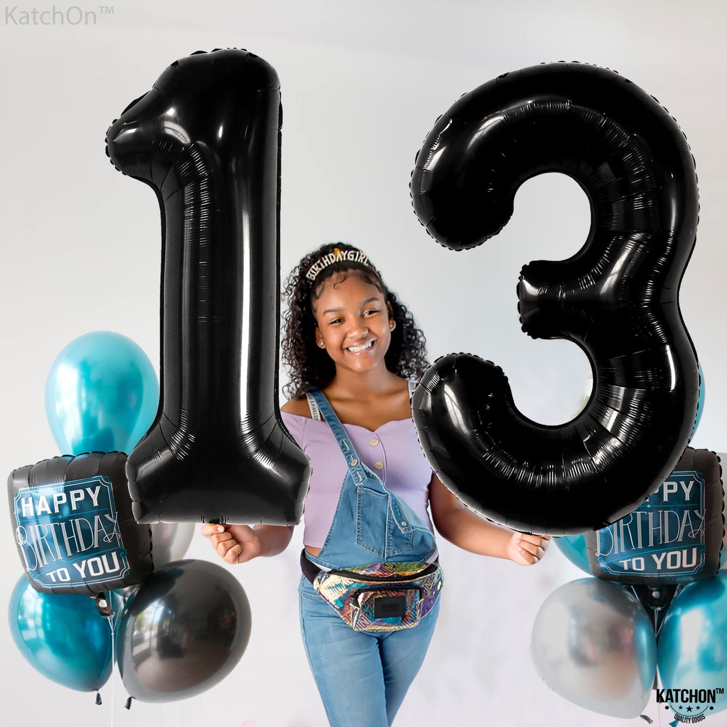 Katchon, Huge Black 13 Balloon Numbers - 40 Inch | Black 13 Birthday Balloon For 13Th Birthday Decorations For Boys | 13Th Birthday Decorations For Girls | Official Teenager Birthday Decorations Boy