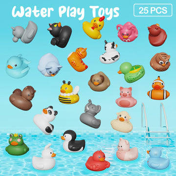 25Pcs Rubber Ducks,Toddler Bath Toys,No Hole Bathtub Toys,Baby Pool Toys For 18 Months And Older