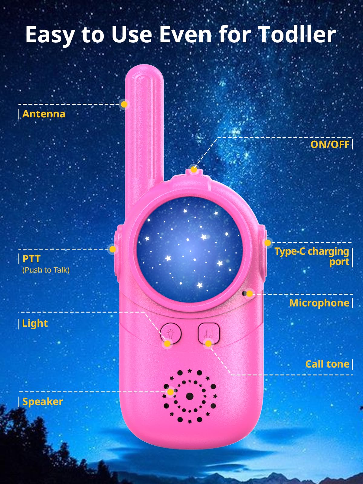 Inspireyes Walkies Talkies For Kids, 3 4 5 Year Old Girl Gifts, 2 Pack Birthday Gifts For 3 4 5 6-8 Year Old Boys, Toddler Toys For Indoor Outdoor Games