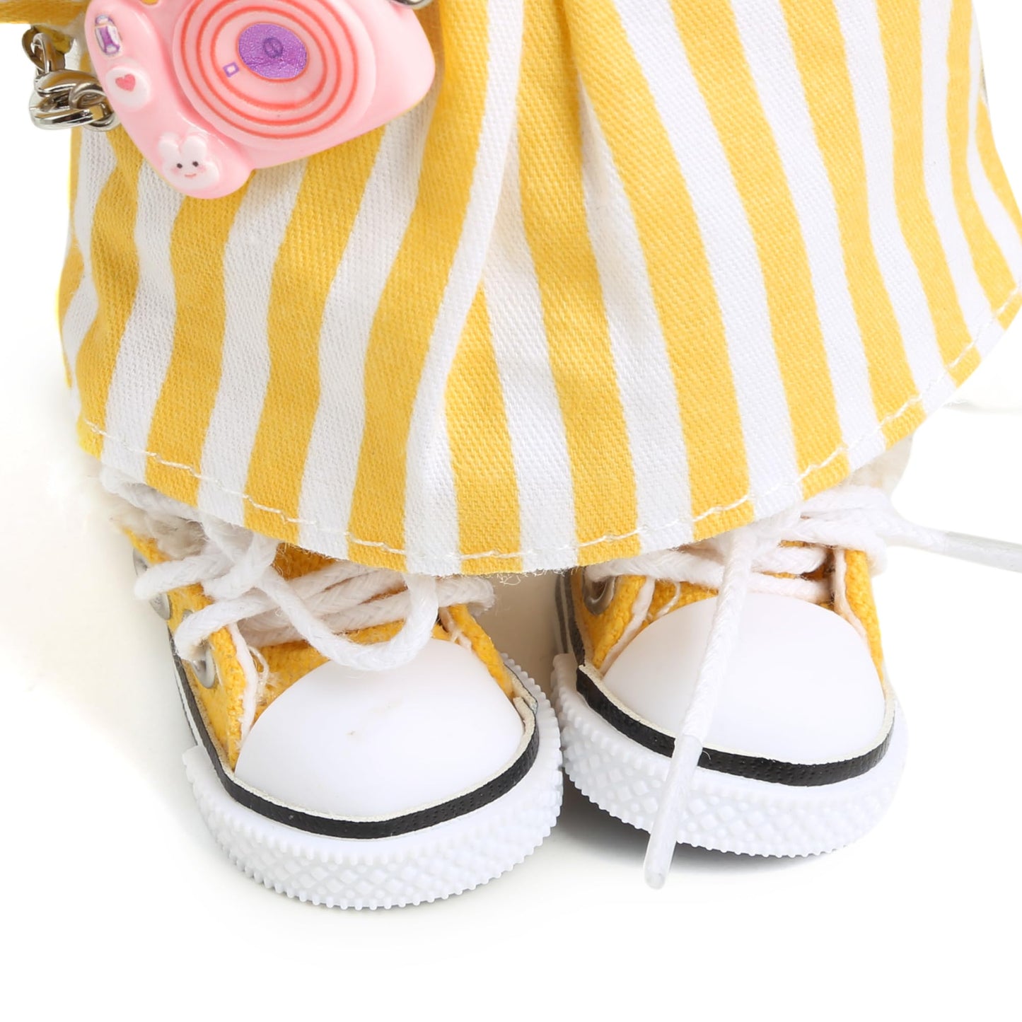 17cm Doll Clothes for Labubu - Kawaii Clown Style Set - Doll's Hat & Doll's Clothing & Doll's Shoes & Camera Cute Doll Outfit with Accessories for Display Collectors Gift - Yellow (NO Dolls)
