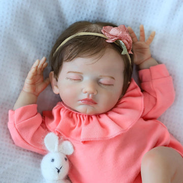 Scom Lifelike Reborn Baby Dolls - 18 Inch Realistic Newborn Baby Girl, Real Life Dolls With Soft Weighted Body, Sleeping Baby Gi