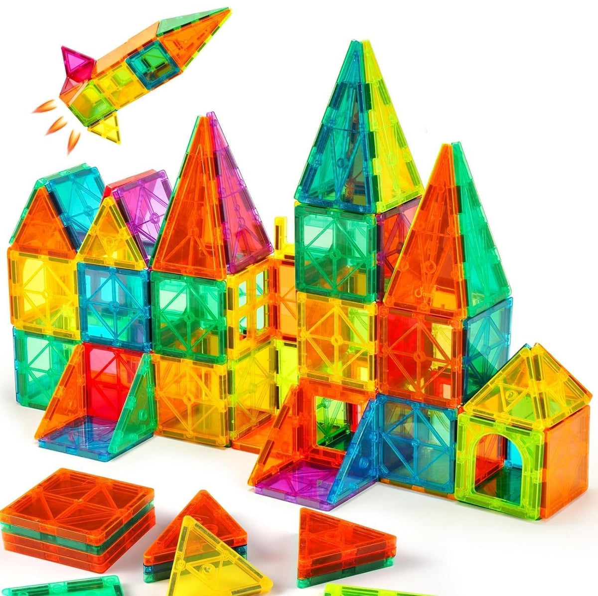 DREAMY DEN Magnetic Tiles for Kids 38 Years, Magnetic Building Blocks, STEM Learning & Creative Construction Toy, Educational B