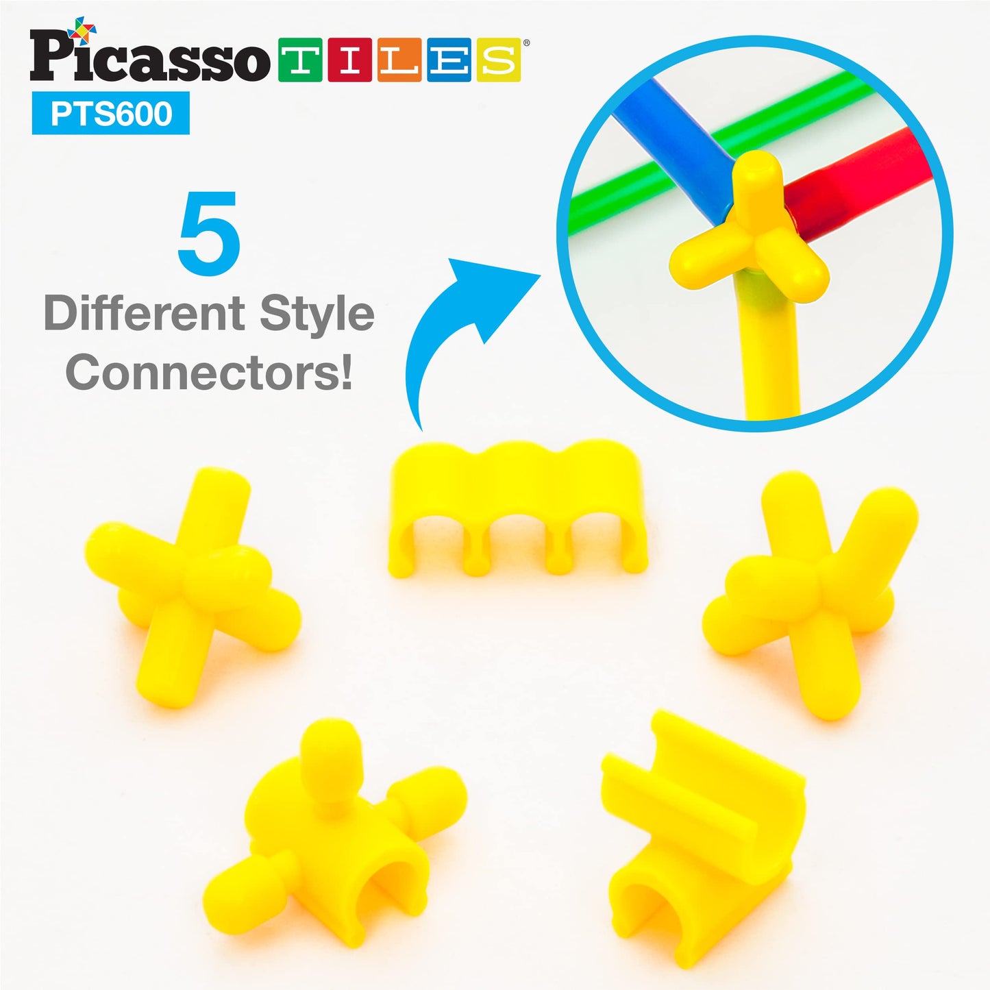Picassotiles 600Pc Construction Toy Straw Building Set Children Stem Learning Interlocking Building Toys Creative Straw Connecti
