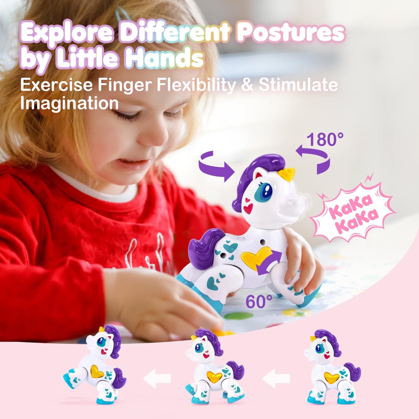 Hahaland Toys For 1 Year Old Girl Toddler Girl Toys Unicorn Musical Light Up Baby Girls, Interactive Travel One Year Old Baby Girl Valentines Gifts