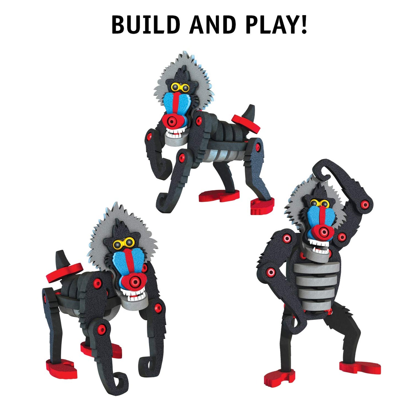 Bloco Toys Mandrill STEM Building Set | 53-Piece DIY Jungle Monkey Construction | Model BC-15001 | Plastic