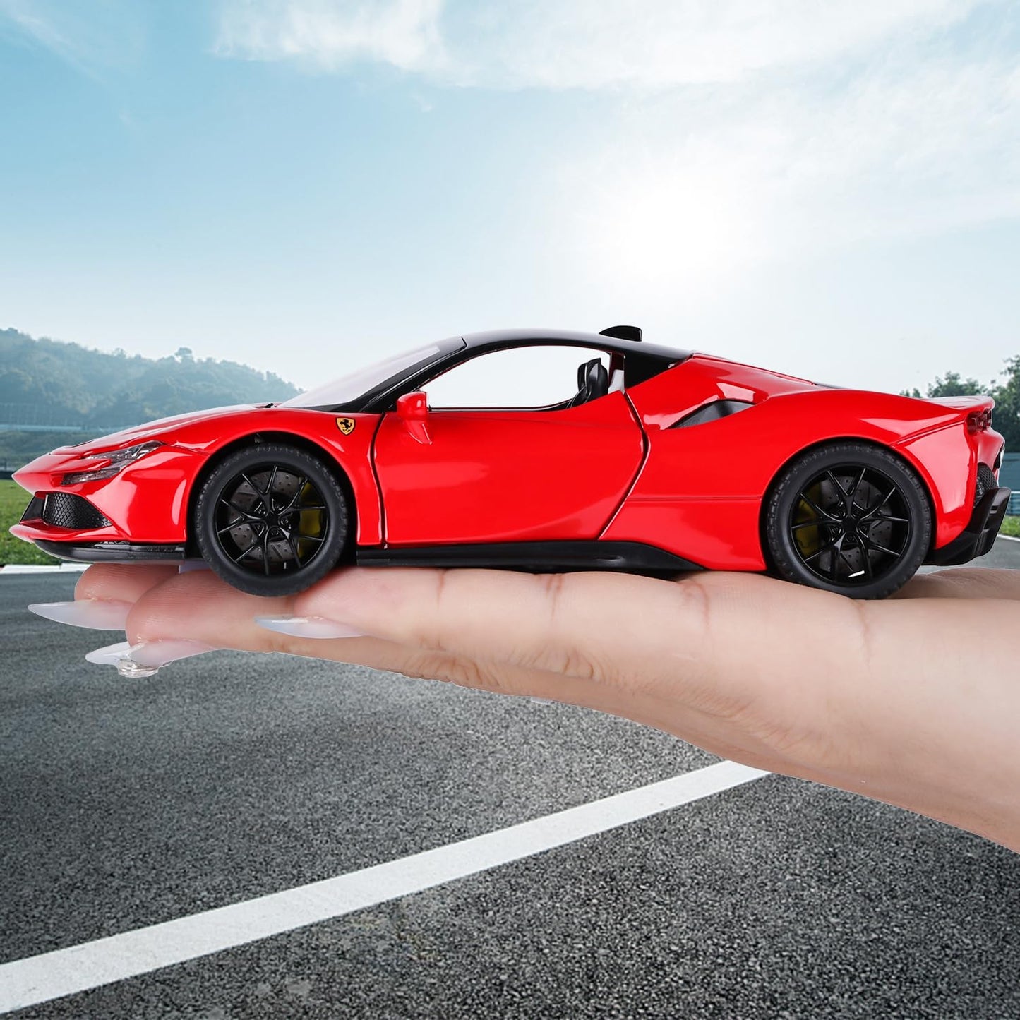 Toy Cars Ferrari Model for Kids 1:32 Diecast Metal Toy Cars,Pull Back Car with Light and Music Ferrari SF90 Toy Car Collectible