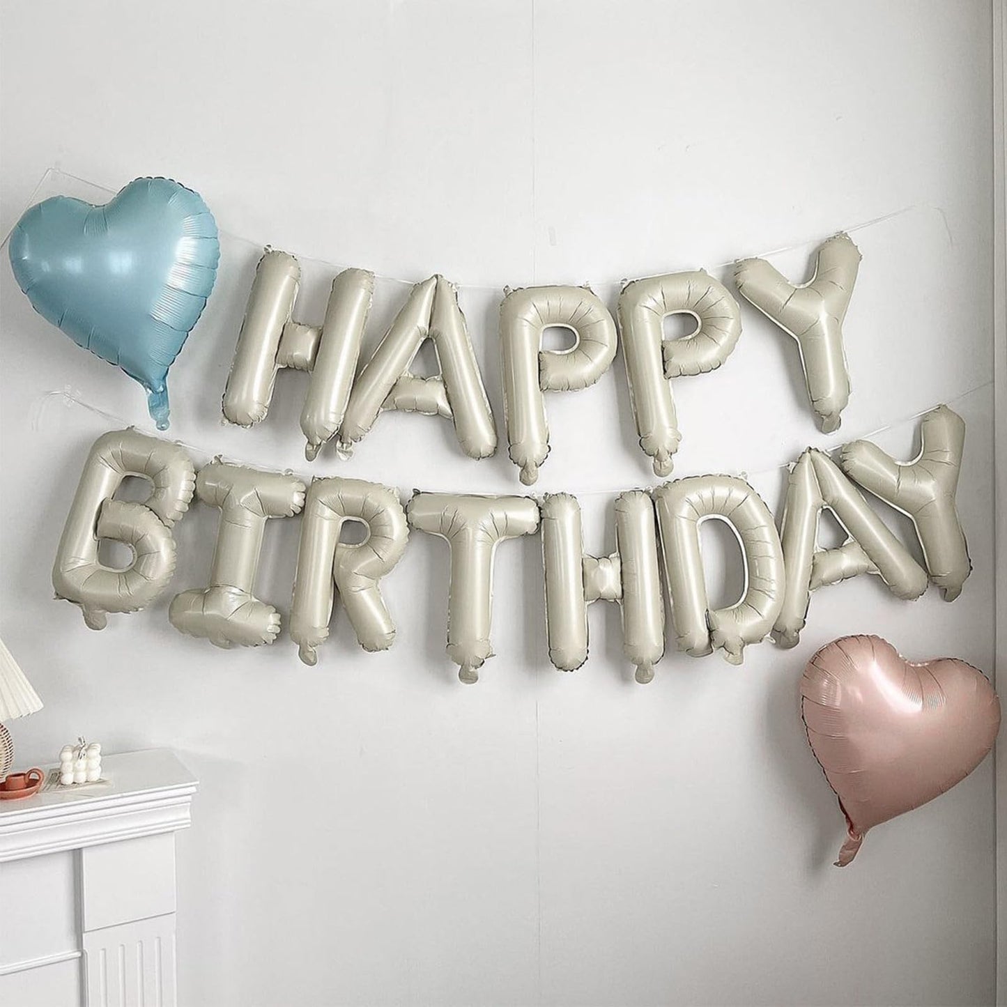 16 Inch Happy Birthday Balloon, White Sand Happy Birthday Balloons Banner Aluminum Foil Letters Balloons For Birthday Party Deco