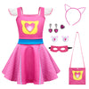 YODISON Superhero Dress Ruffle Sleeve Casual Kitties Dresses For Halloween Birthday Party Cosplay With Accessories for fans(130c