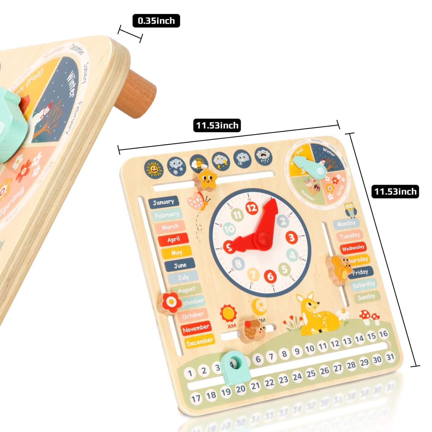 Tookyland Kids Daily Calendar Montessori Educational Wooden Learning Toys My Calendar Clock Wooden Toys For Toddler Kids