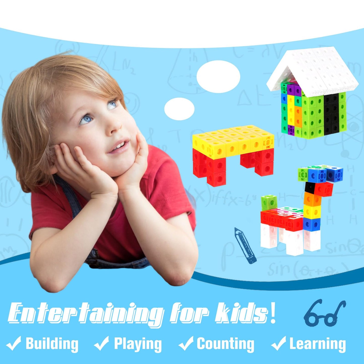 Jenaai 300 Pieces Linking Cubes With Storage Container Counting Cubes, Plastic Counting Blocks, Colorful Math Cubes, Math Manipu