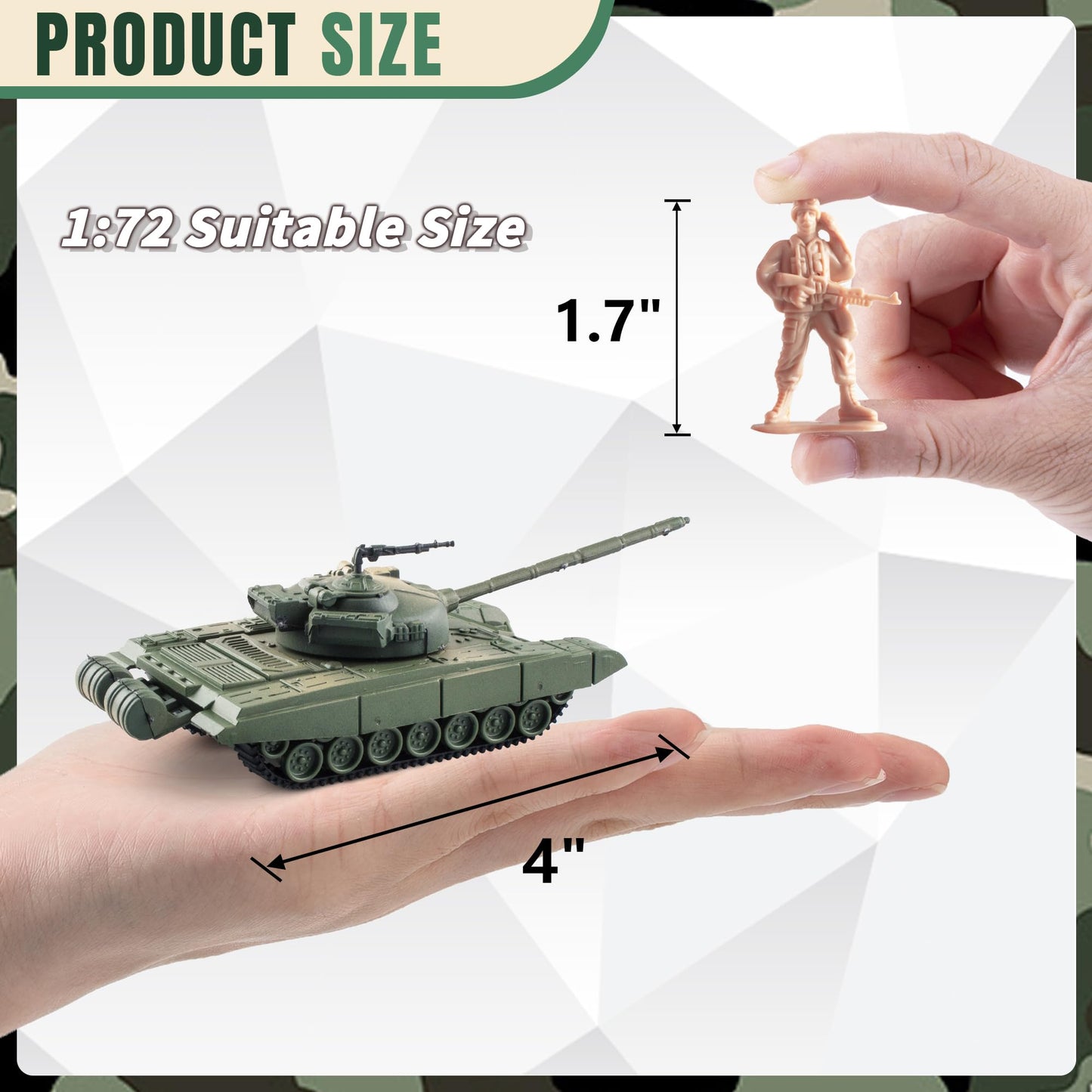 Maozyhomie 1:72 U.S Army Tank And Army Men Military Toys, 2Pc Us Tank-3 Models With 10Pc Toy Soldiers, Olive Drab Green Toys Pla