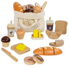 Pairpear Wooden Bakery Toy Food Playset,Kids Pretend Play Food Kitchen Accessories With Shopping Bag,Toddlers Cutting Food Gift