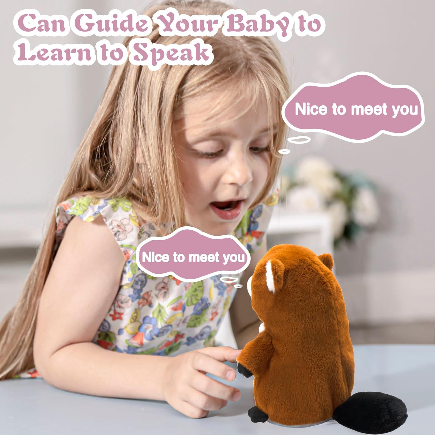 Homily Talking Beaver Repeats What You Say, One Year Old Boy Girl Toys Birthday Gifts, Baby Toys 0-6-12-18 Months, Valentine First Birthday Gifts For Girls Age 1 3 5