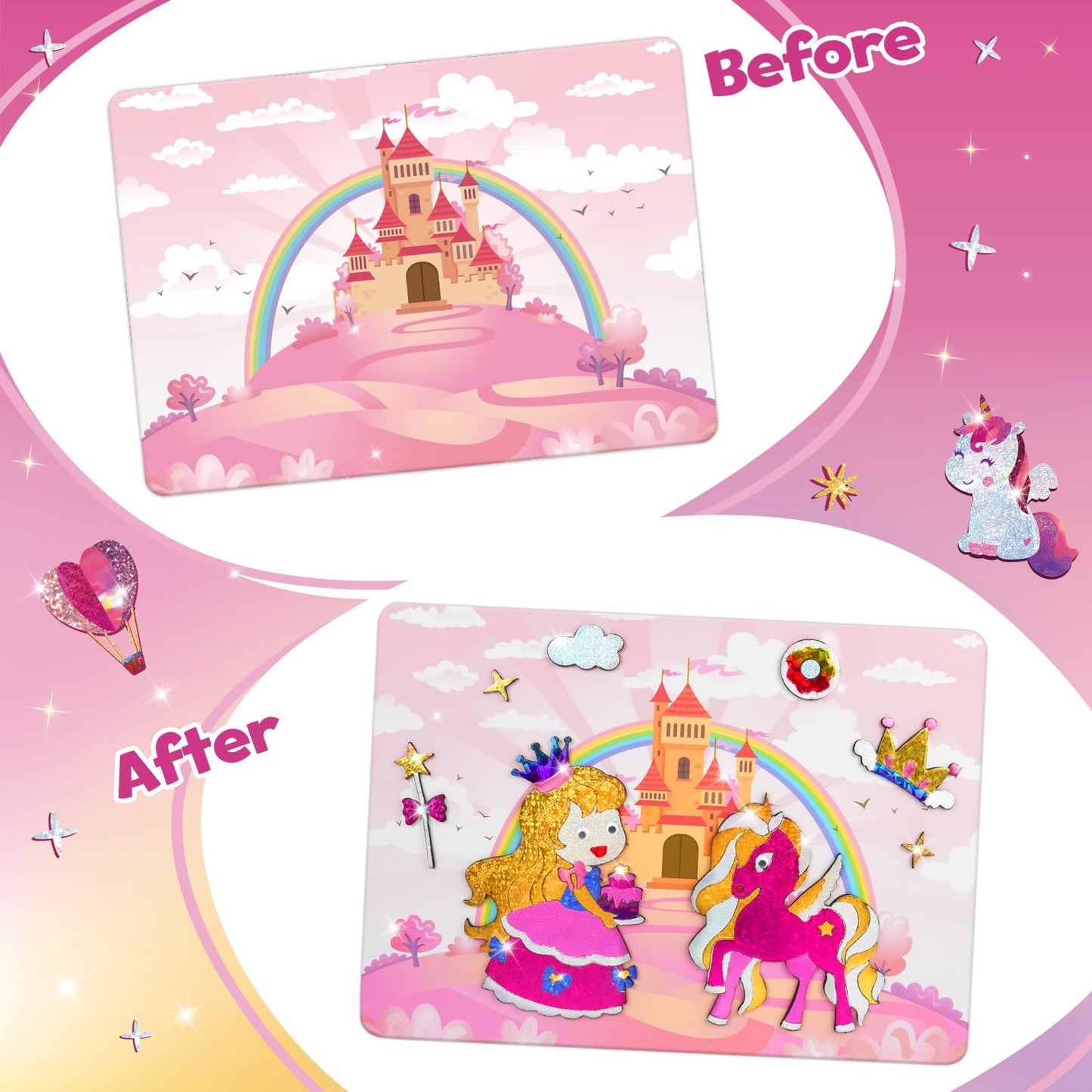 ZMLM Foil Art Kit for Kids - Arts Crafts Fun Mess Free Activity, Gifts for Ages 4 5 6 7 8 9 Girls Boys, Crafts for Kids Creative