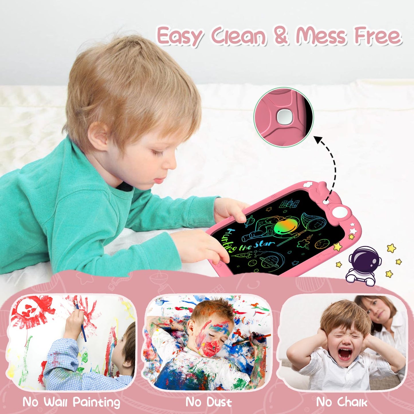 Pyttur 9 Inch Lcd Writing Tablet For Kids Erasable Kid Drawing Pad Reusable Colorful Electronic Doodle Board For Toddler Educati
