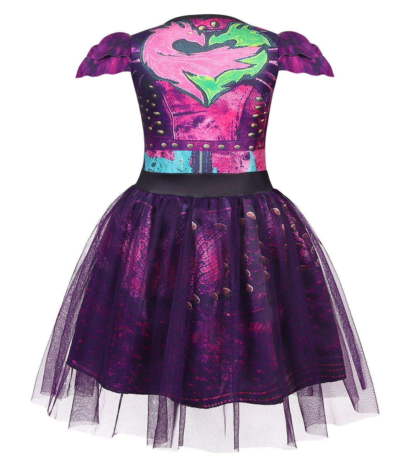 Wonderbabe Descendants Dress Mal Halloween Costumes Girls Tulle Mesh Dress Costume Fancy Party Cosplay Outfit Size 9-10T