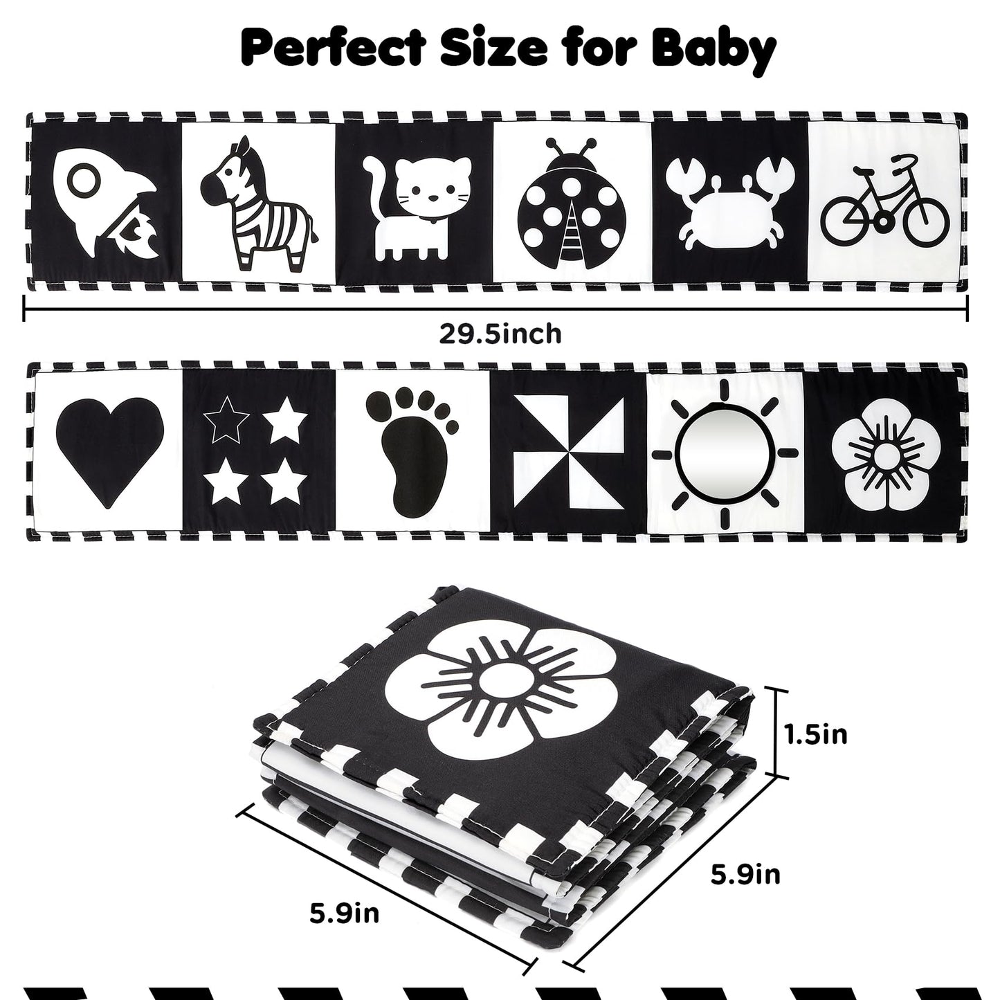 Urmywo Black And White Baby Toys 0-3 Months, High Contrast Newborn Toys 0-3 Months Brain Development, Tummy Time Toys, Soft Baby