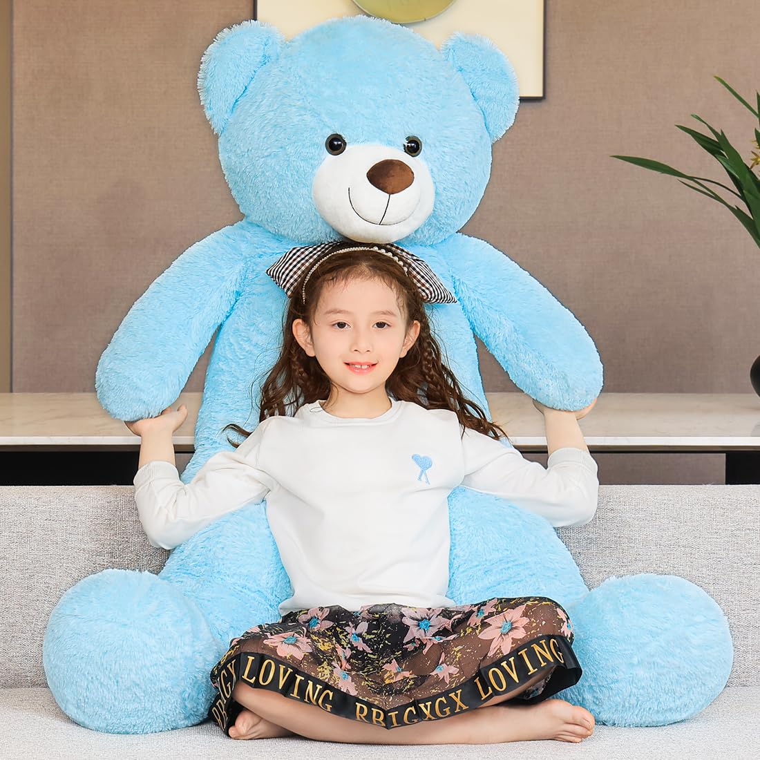 Sausudols Giant Teddy Bear 55 Inches Stuffed Animal Plush Bear For Girls Boys Cuddly Teddy Bear Gift For Valentine'S Day Christm