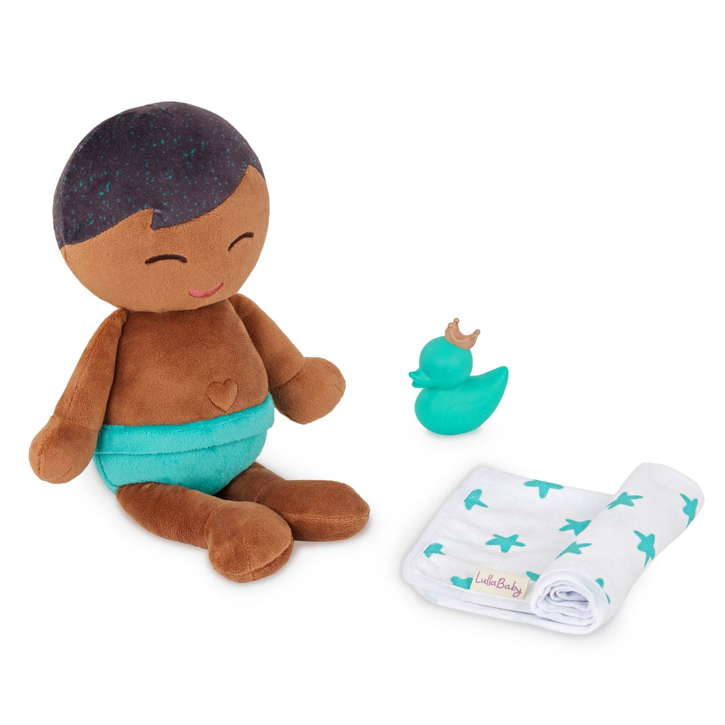 Lullababy - 14-Inch Washable Bath Baby Doll Boy - Soft Plush Body For Real Water Play - Blond Hair & Tub Accessories - Toddler B