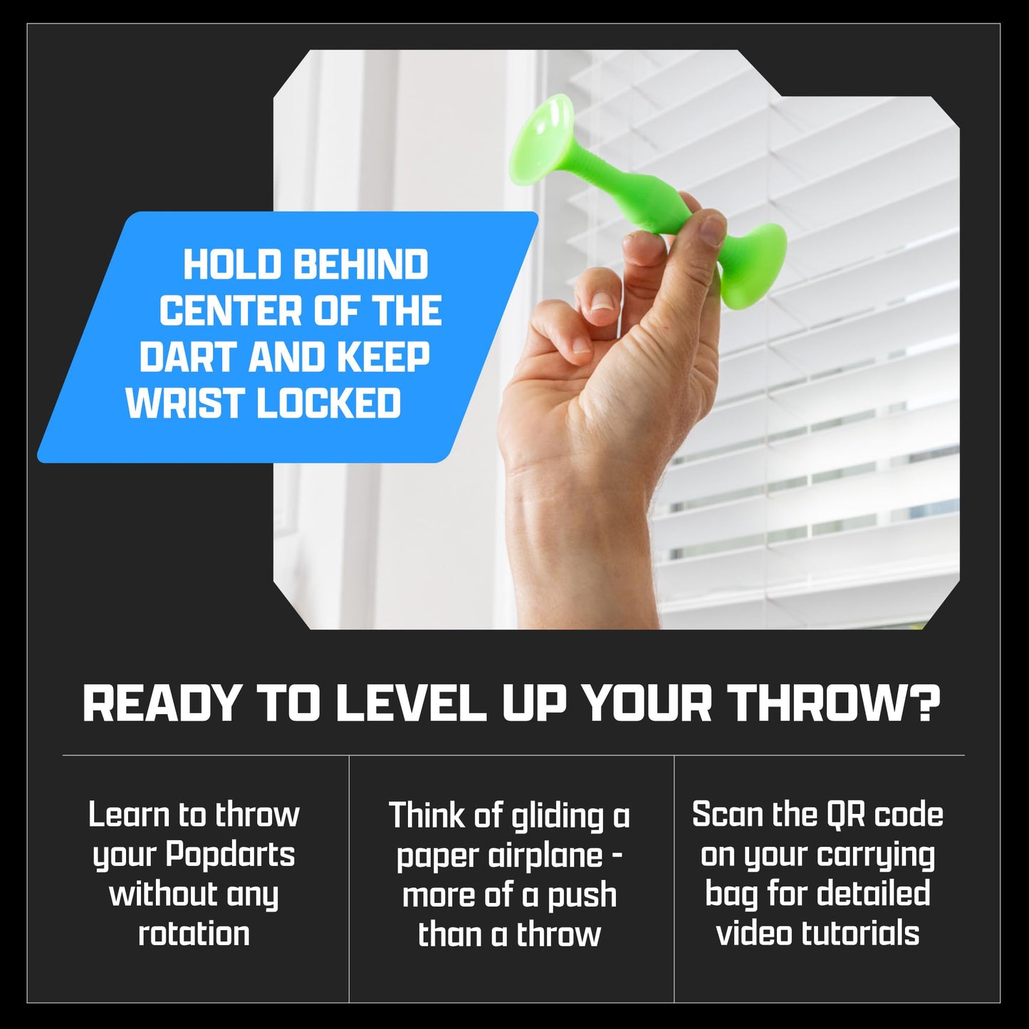 POPDARTS Glow Pack Game Set Glow in The Dark (Blue and Green) - Indoor Outdoor Suction Cup tossing Game - Competition with a POP