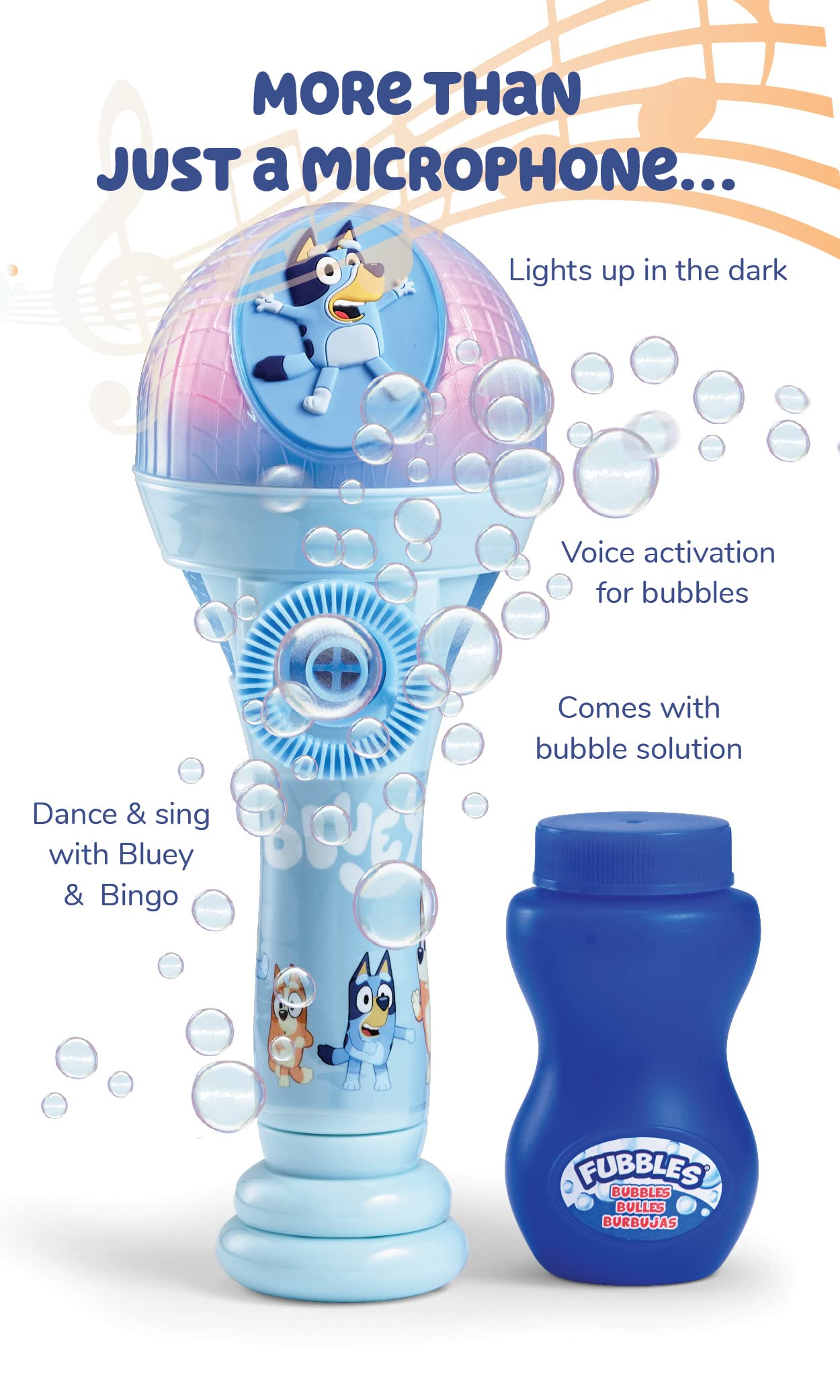 Bluey Dance Mode Bubble Machine And Toy Microphone | Bluey Toy For Baby, Toddlers And Kids | Includes Bubble Solution
