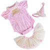 Aori Reborn Doll Clothes For 17-20 Inch Dolls 3Pcs Newborn Baby Girl Outfit Set (Pink Bodysuit + White Tutu Skirt + Birthday Hat