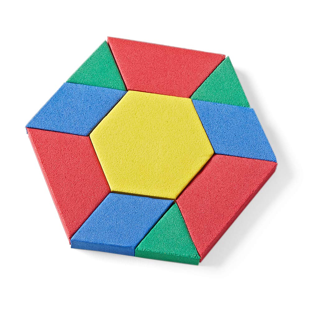 Hand2Mind Foam Pattern Blocks, Foam Shapes, Geometric Shapes For Kids, Pattern Play, Toddler Pattern Blocks, Shapes For Kindergarten, 3D Shapes Manipulatives, Sorting Math (Set Of 100)