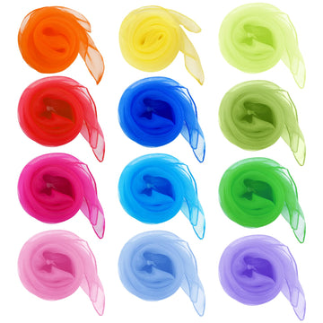 Jmkcoz 12Pcs Square Juggling Silk Dance Scarves Magic Tricks Performance Props Accessories Movement Scarves Rhythm Band Scarf 24 Inches 12 Colors