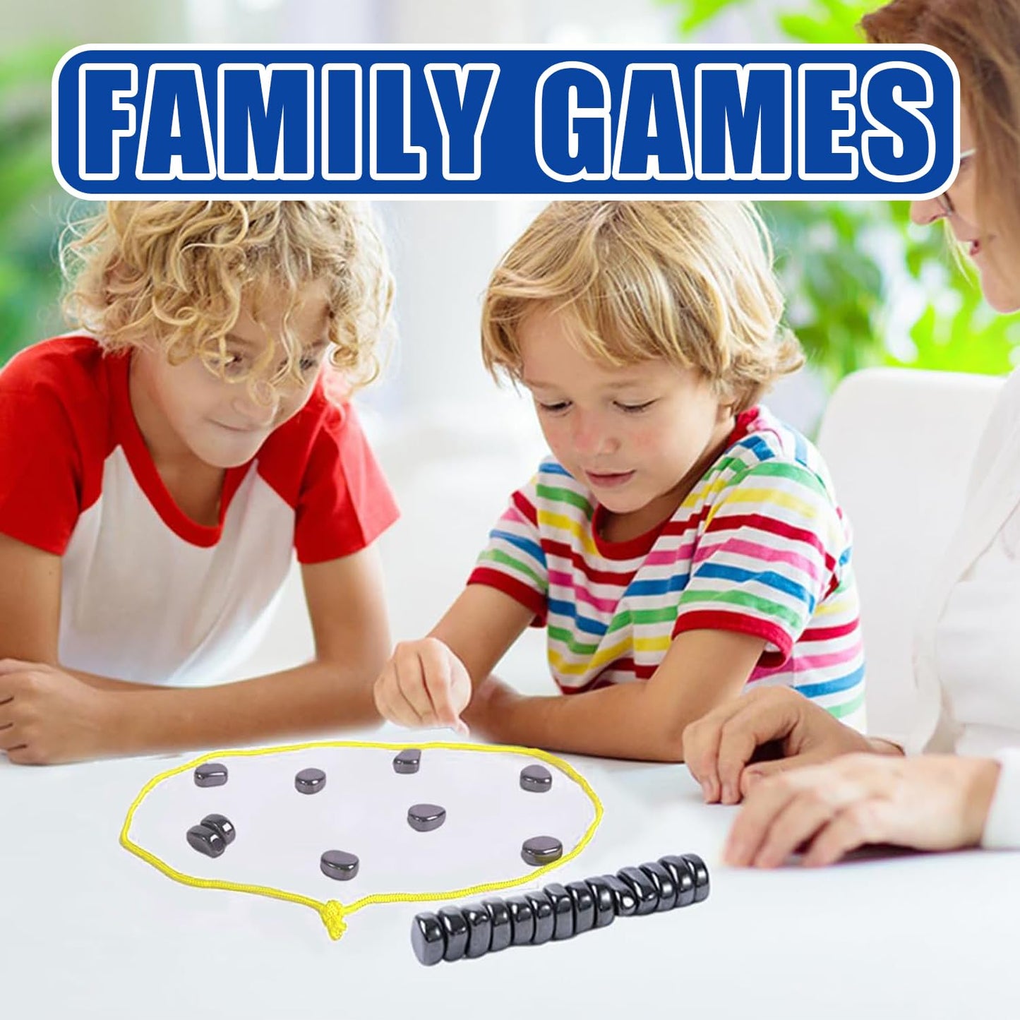 Magnetic Chess Game,with Stones and Rope,Party Travel Desktop Magnetic Strategy Game, Puzzle Strategy Games,Family Educational G