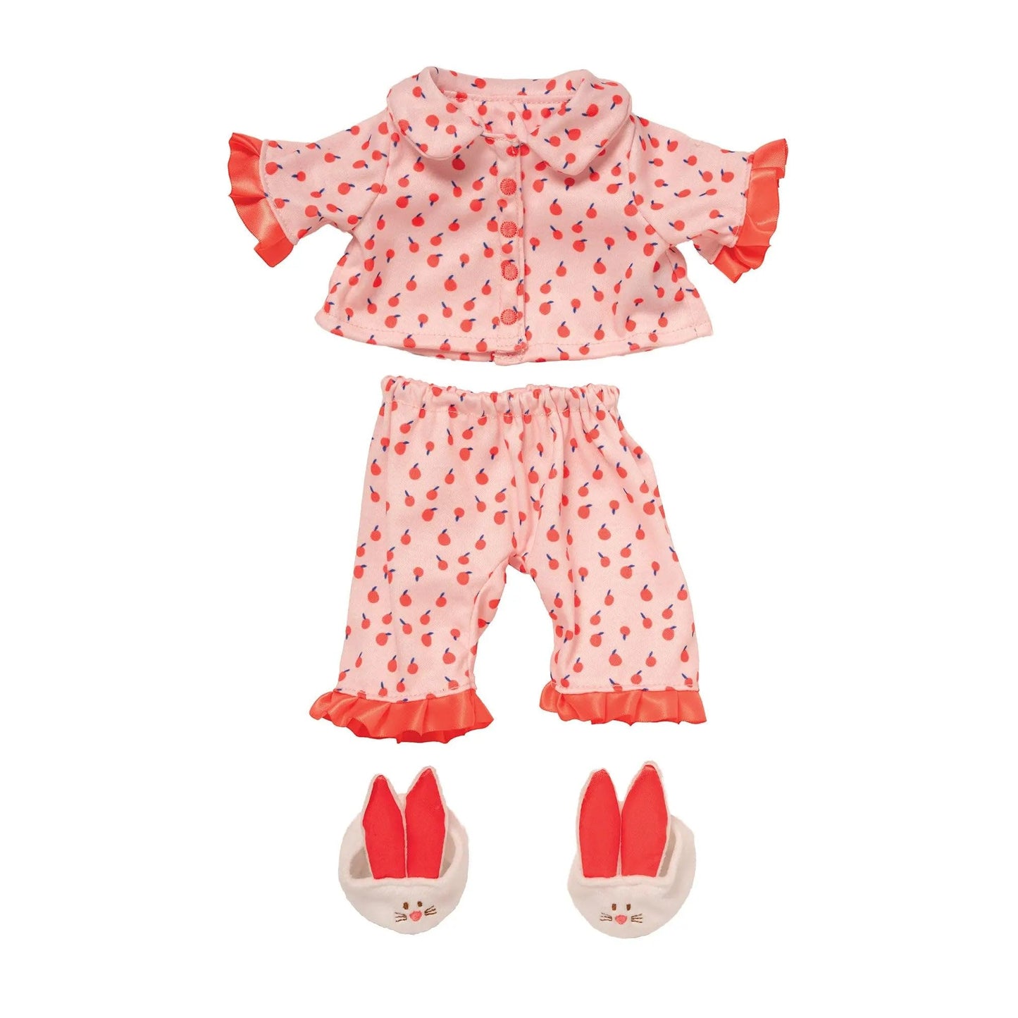 Manhattan Toy Baby Stella 3-Piece Cherry Dream Baby Doll Pajama Set With Slippers For 15-Inch Soft Dolls