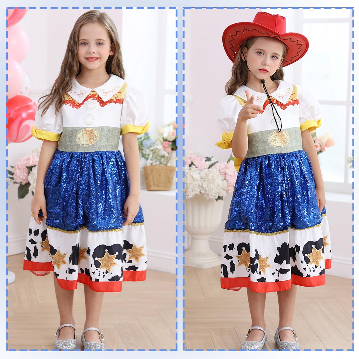 Itvti Jessie Dress For Little Girls Cowgirl Sequins Costume Dress Up Halloween Outfit, 3-4T (Tag 110)