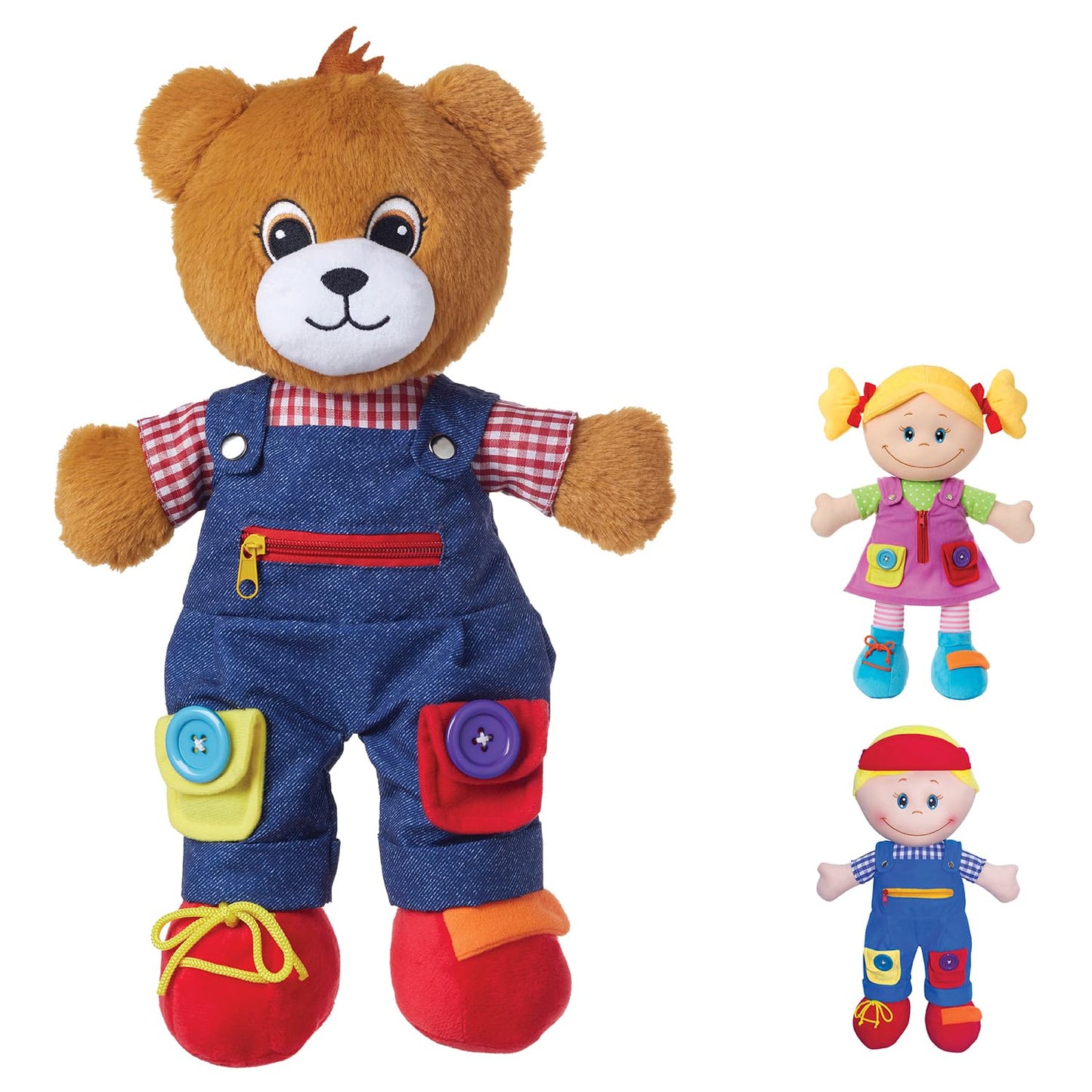 Love & Learn 17 Educational Bear - Soft Bear with Zipper, Button, Snap, Shoe Tie, & hook and loop/Sensory, Learning and Educatio