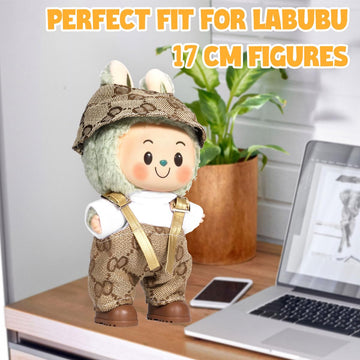 AICase for 17cm Doll Clothes/Outfit Clothes Set for 17cm Doll 2 Piece Set Hat Clothing Boys and Girls Stylish Adorable Dolls Clothes Accessories_Brown