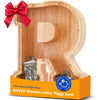 Wooden Letter Piggy Bank for Kids Initial Coin Bank for Boys and Girls First Name Personalized Savings Bank for Birthday Boys Girls Gift Piggy Bank for Kids (Wood S9-R)