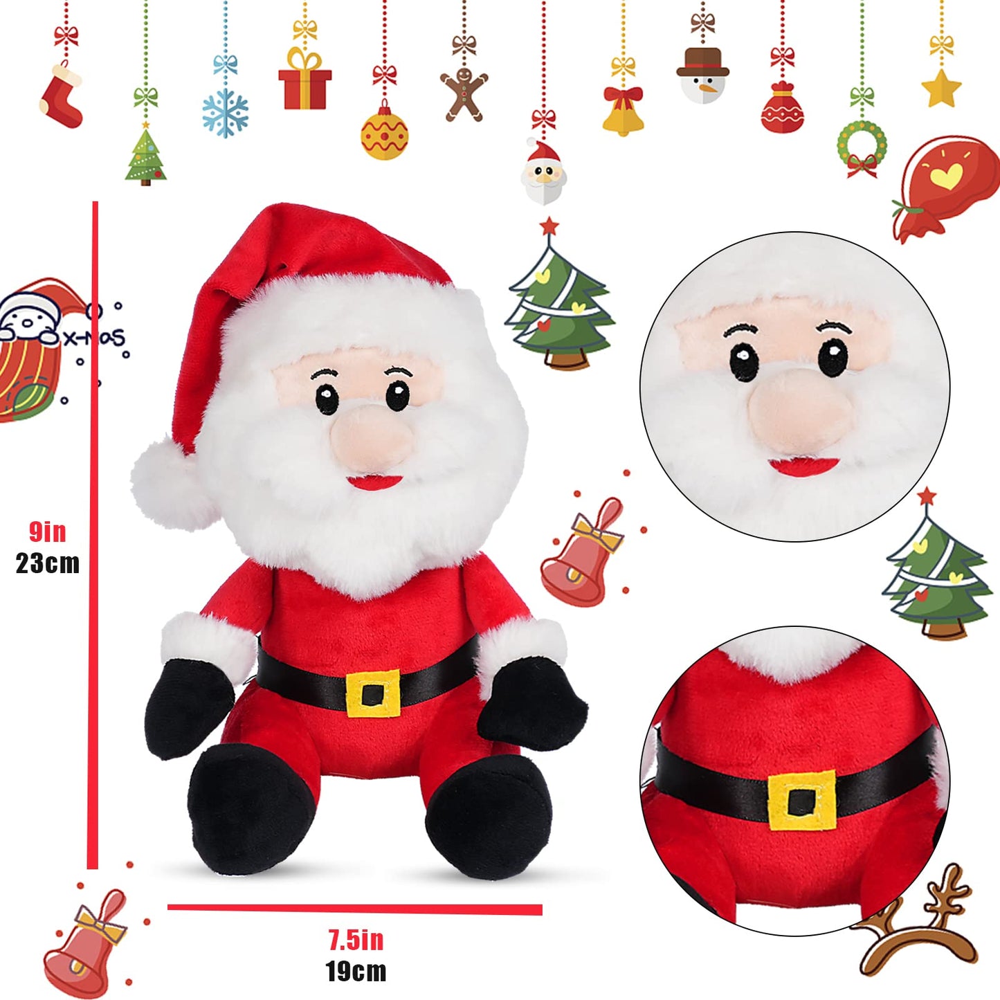 Nleio 9'' Christmas Reindeer Plush, Christmas Stuffed Animals, Christmas Moose Sitting Plush Dolls, Ideal Gift For Kids Baby Tod