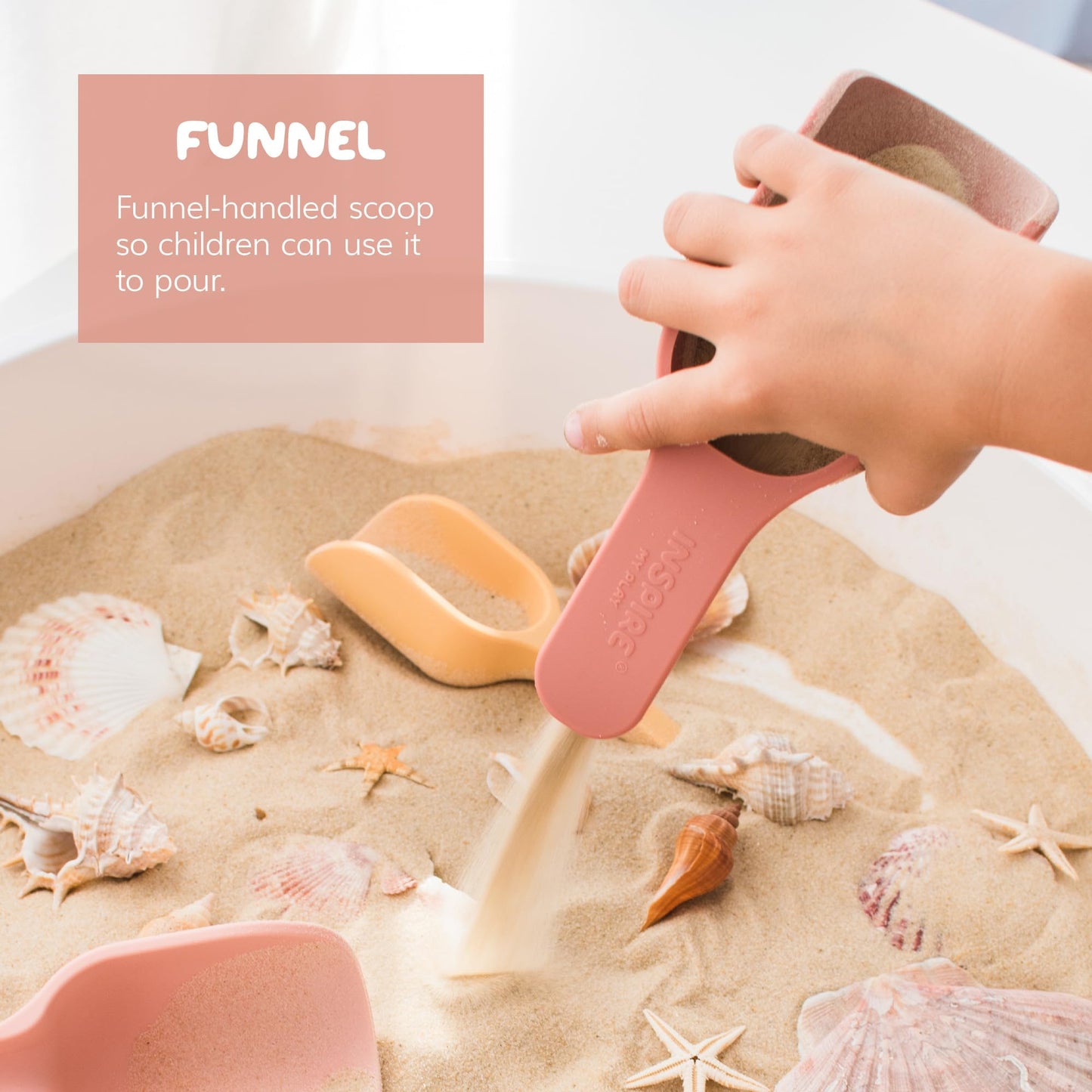 Inspire My Play - 3 X Silicone Nesting Scoops - Perfect For Sensory Playtray - Sensory Bin Accessories - Special Education Classroom Supplies - Montessori Education Toys - Multi-Purpose Shovel - Coral
