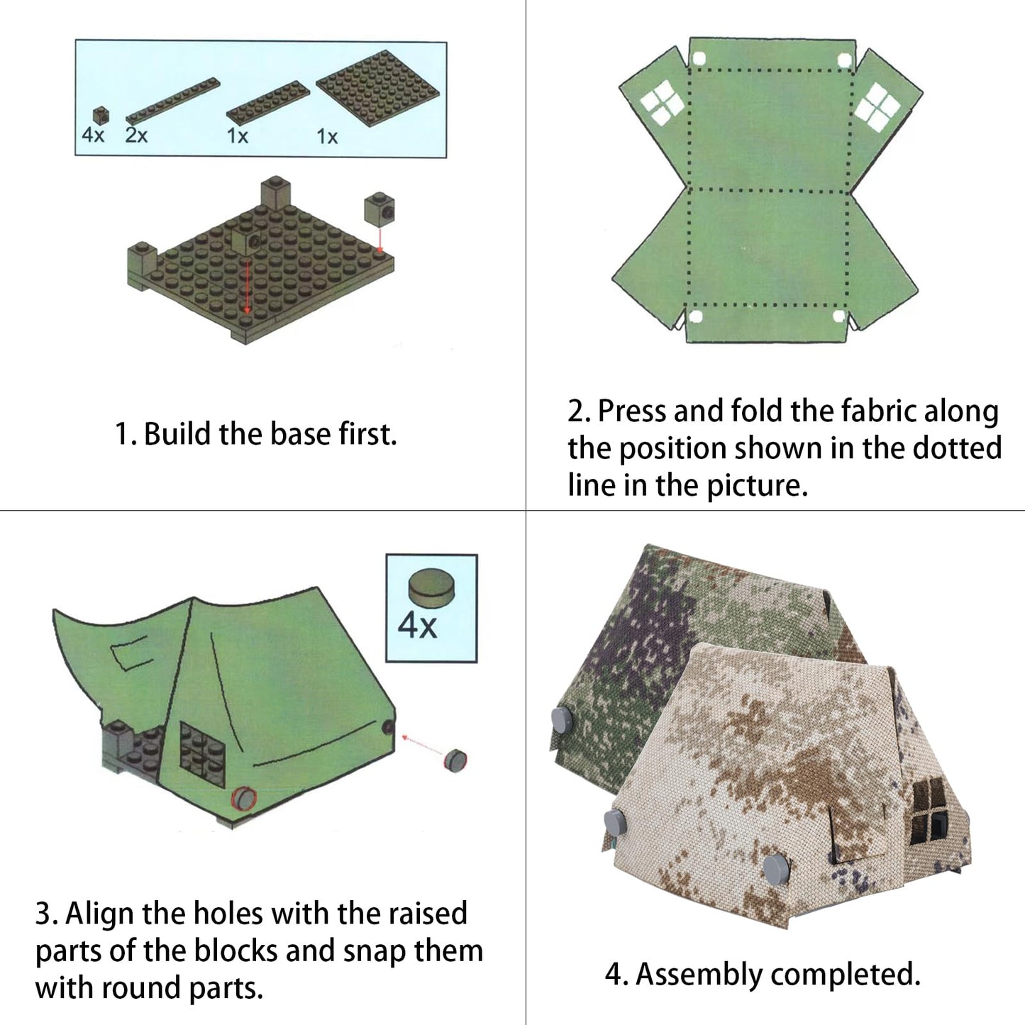 VICVIK Military Scene Building Blocks Toys Set, WW2 Military Tent Model Building Blocks, MOC Kids Building Blocks Set