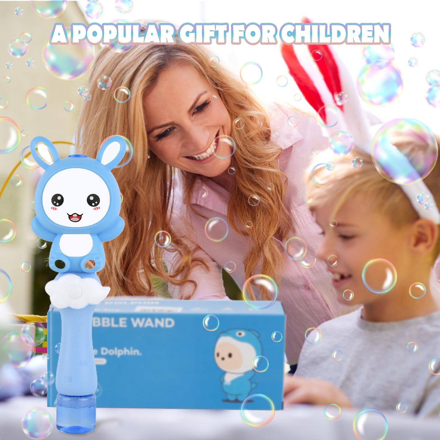Cartoon Bunny Bubble Machine For Kids With Bubble Solutions,Cute Rabbit Bubble Blower Toys,Electric Musical Bubble Wand,Usb Rech