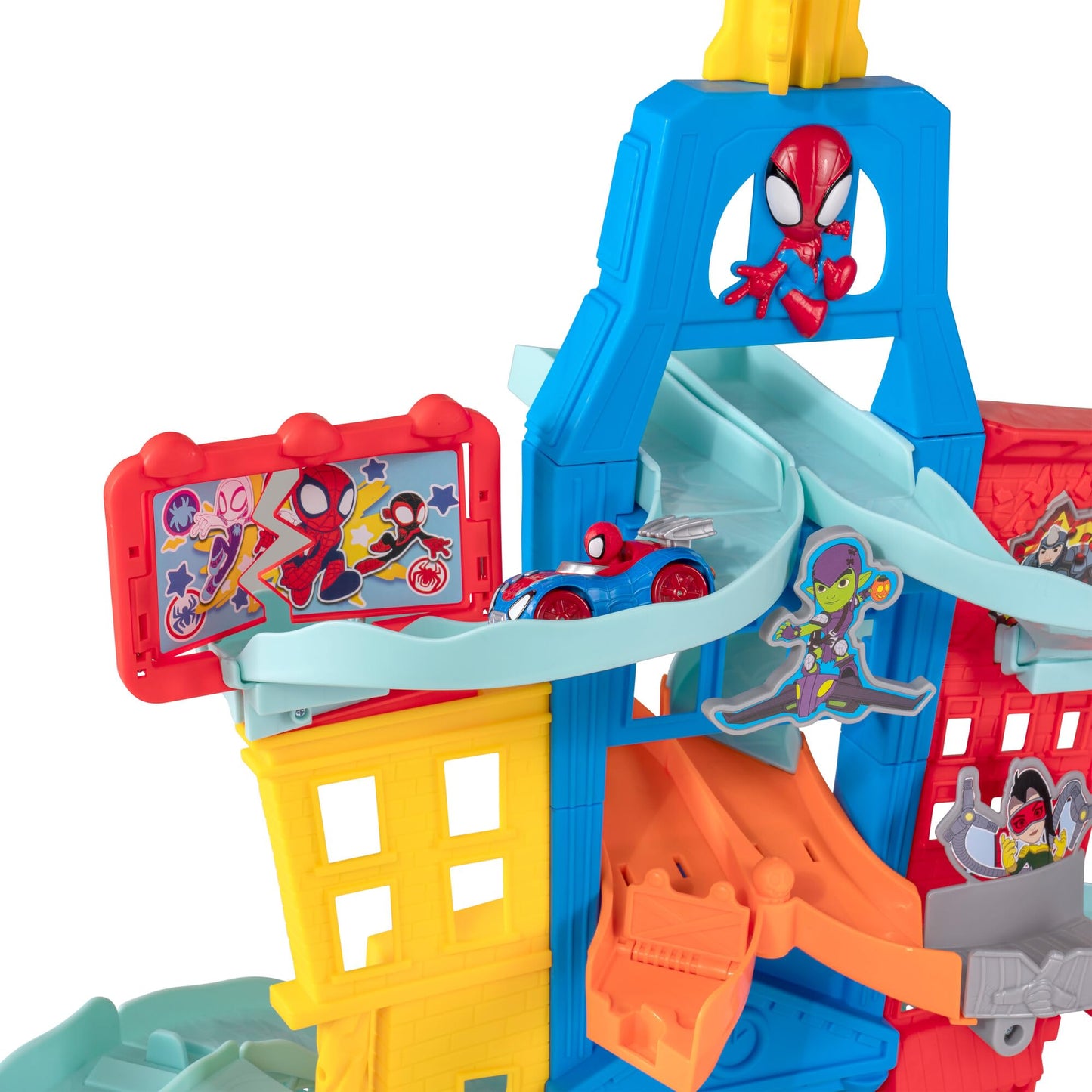 Marvel Spidey and His Super Friends Metal Vehicle City Track Set, SNF0202, Toy for Ages 3+, Plastic and Metal Construction