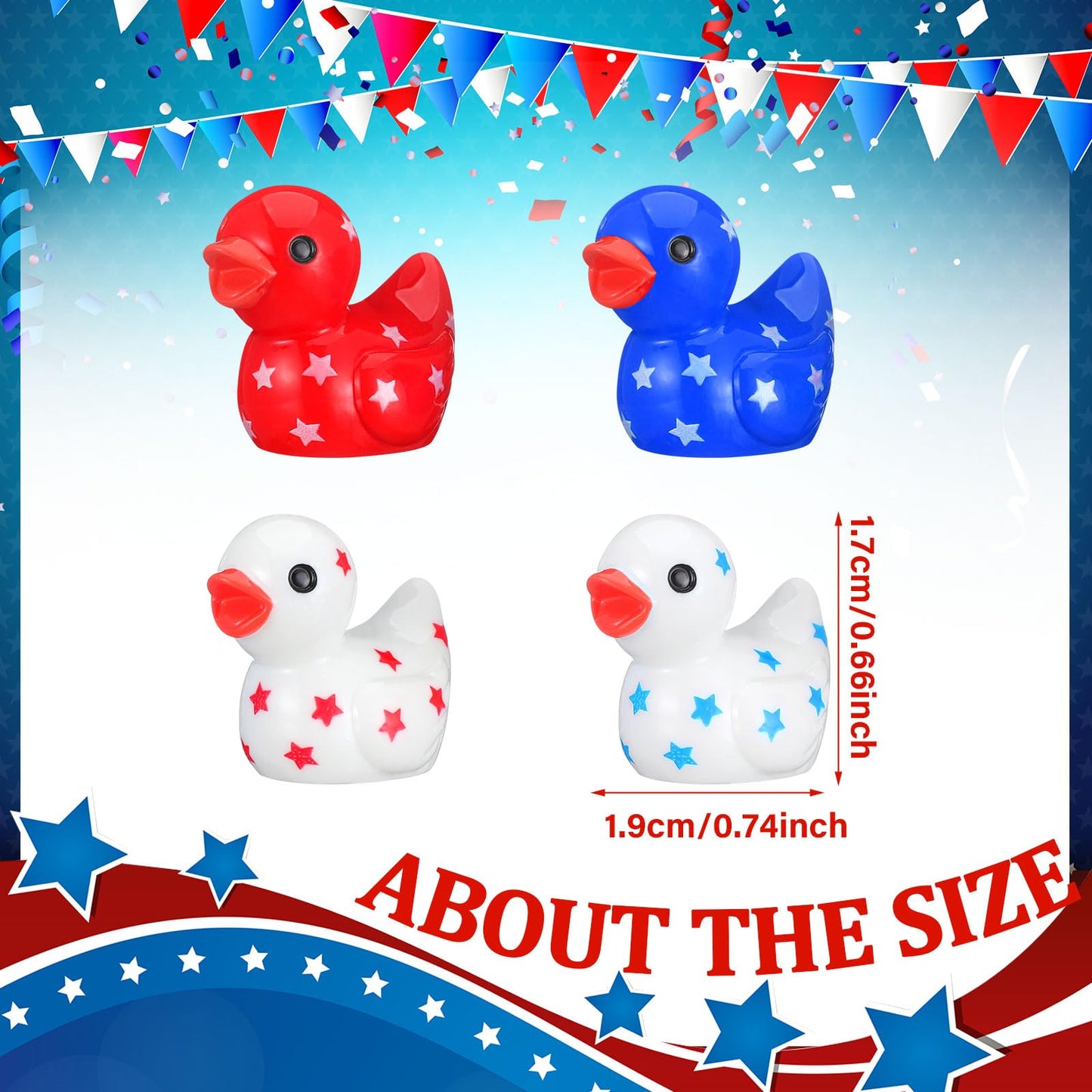 Arrowbash 60 Pieces Patriotic Mini Resin Ducks Small 4Th Of July Ducks Bulk Mini Resin Animals Red White And Blue Duck For Indep