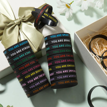 100 Pieces Motivational Wristbands Bulk for Student Colored Inspirational Rubber Bands Students Inspirational Bracelets Teacher