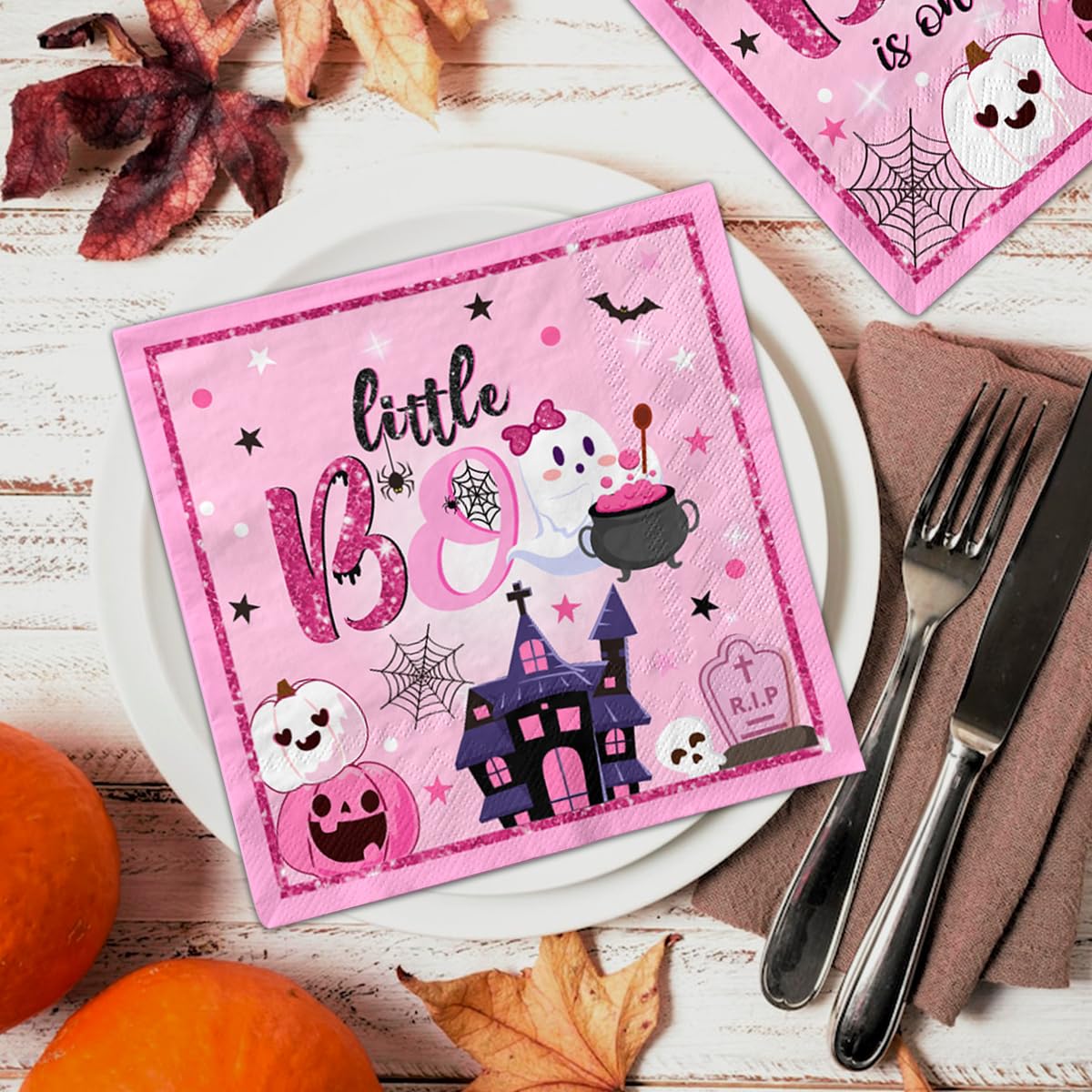 40Pcs A Little Boo Is On The Way Napkin Halloween A Little Boo Is On The Way Baby Shower Decorations Disposable Paper Napkin Pas