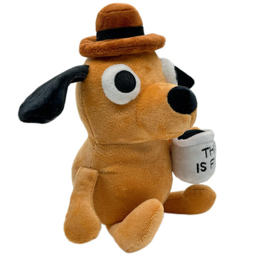 Tavashome This is Fine Dog Plush, 11'' inches Sized, Funny Coffee Drinking Dog Stuffed Animal Action Figures Soft Dolls Meme Plu