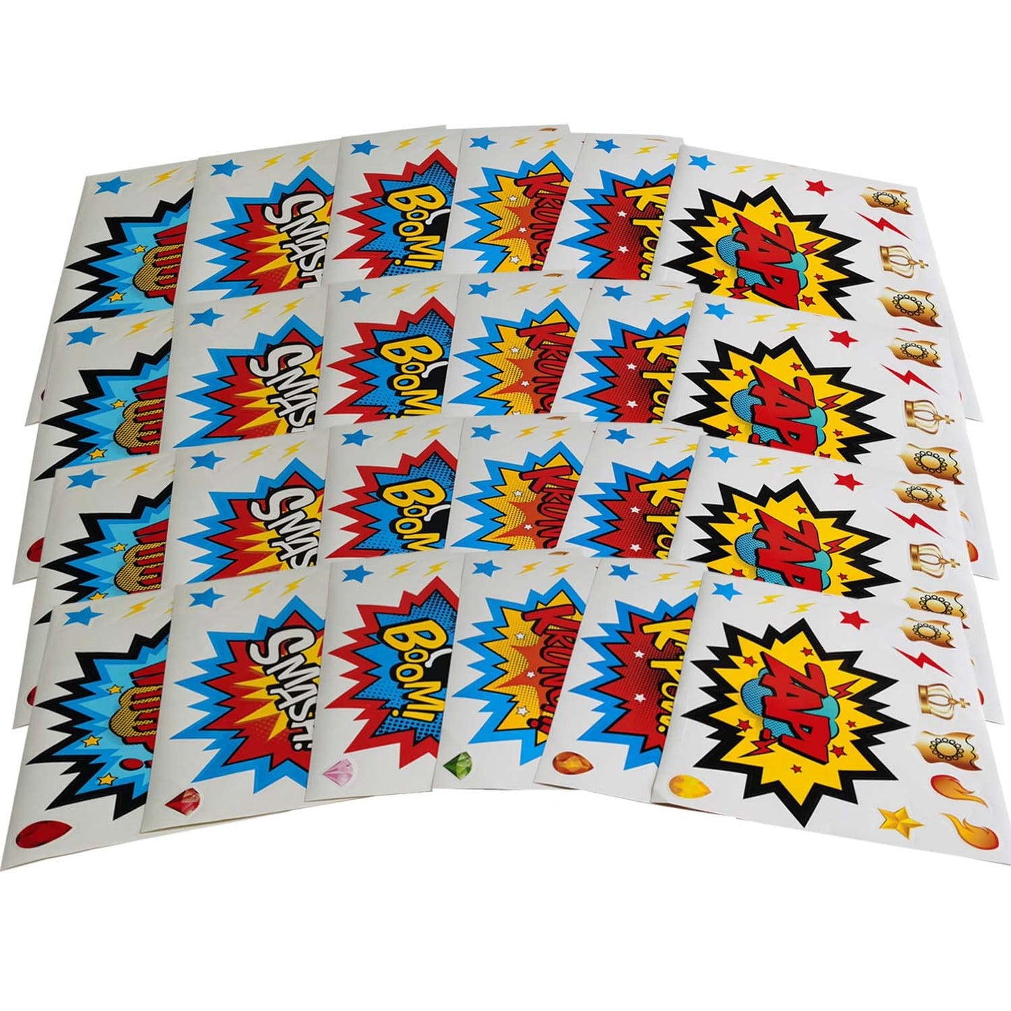 Adjoy Large Superhero Party Stickers - Superhero Sign Cutout Stickers - Superhero Party Supplies - 24 Sets