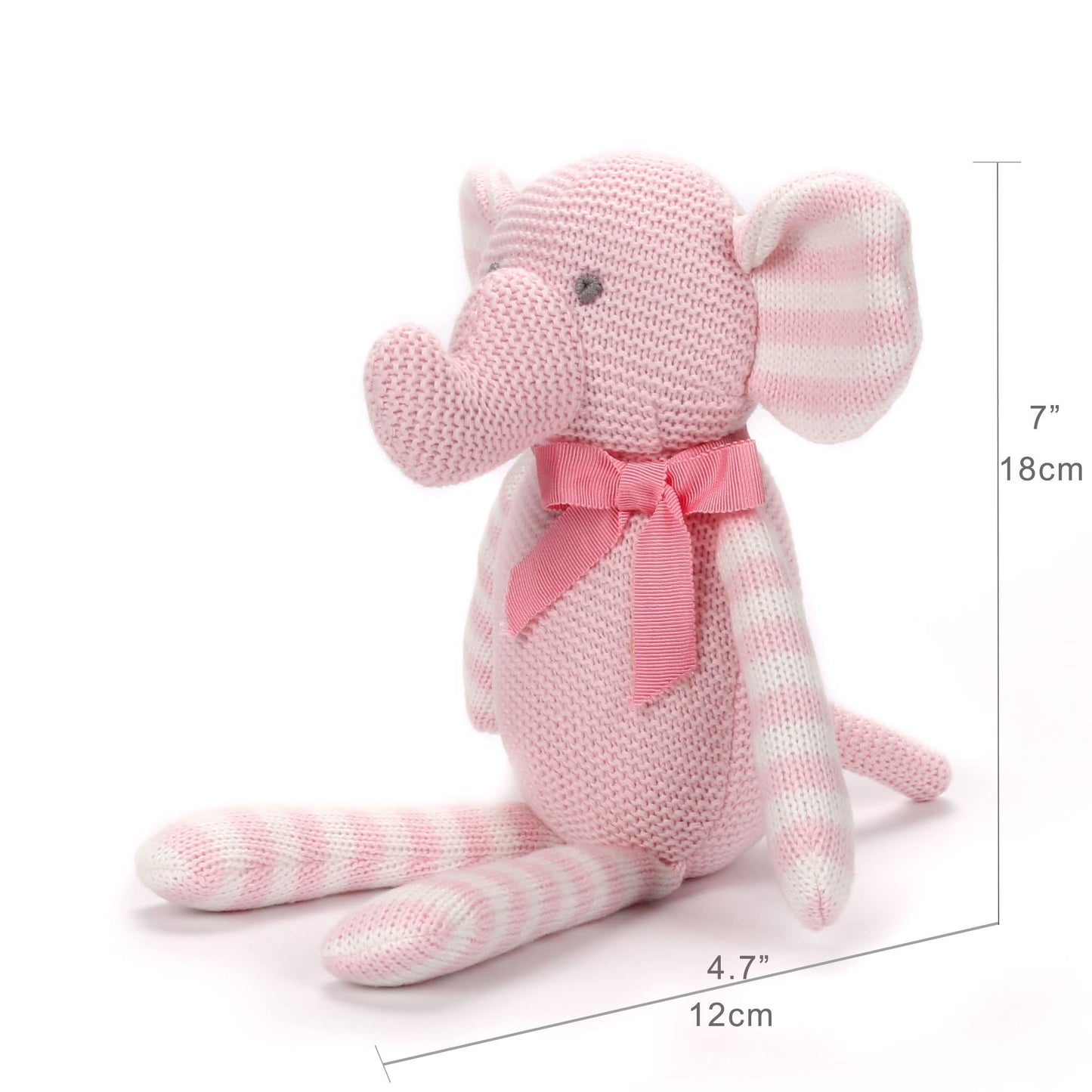 Fluffyfun Organic Baby Toys Pink Elephant Stuffed Animals 7.1''