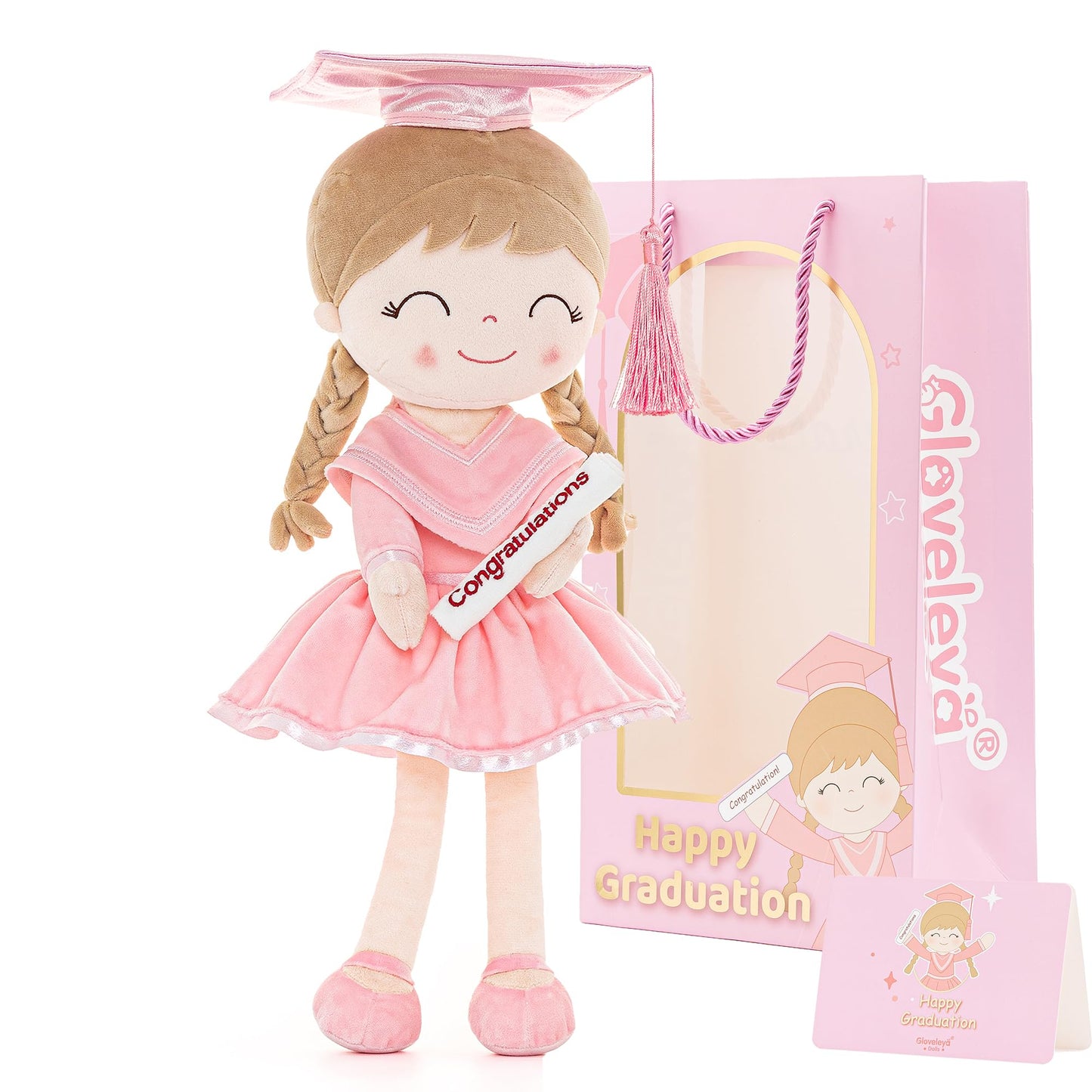 Gloveleya Baby Girl Gifts Graduation Plush Girls Dolls Congratulation Gift For Kindergarten Pink 16 Inch