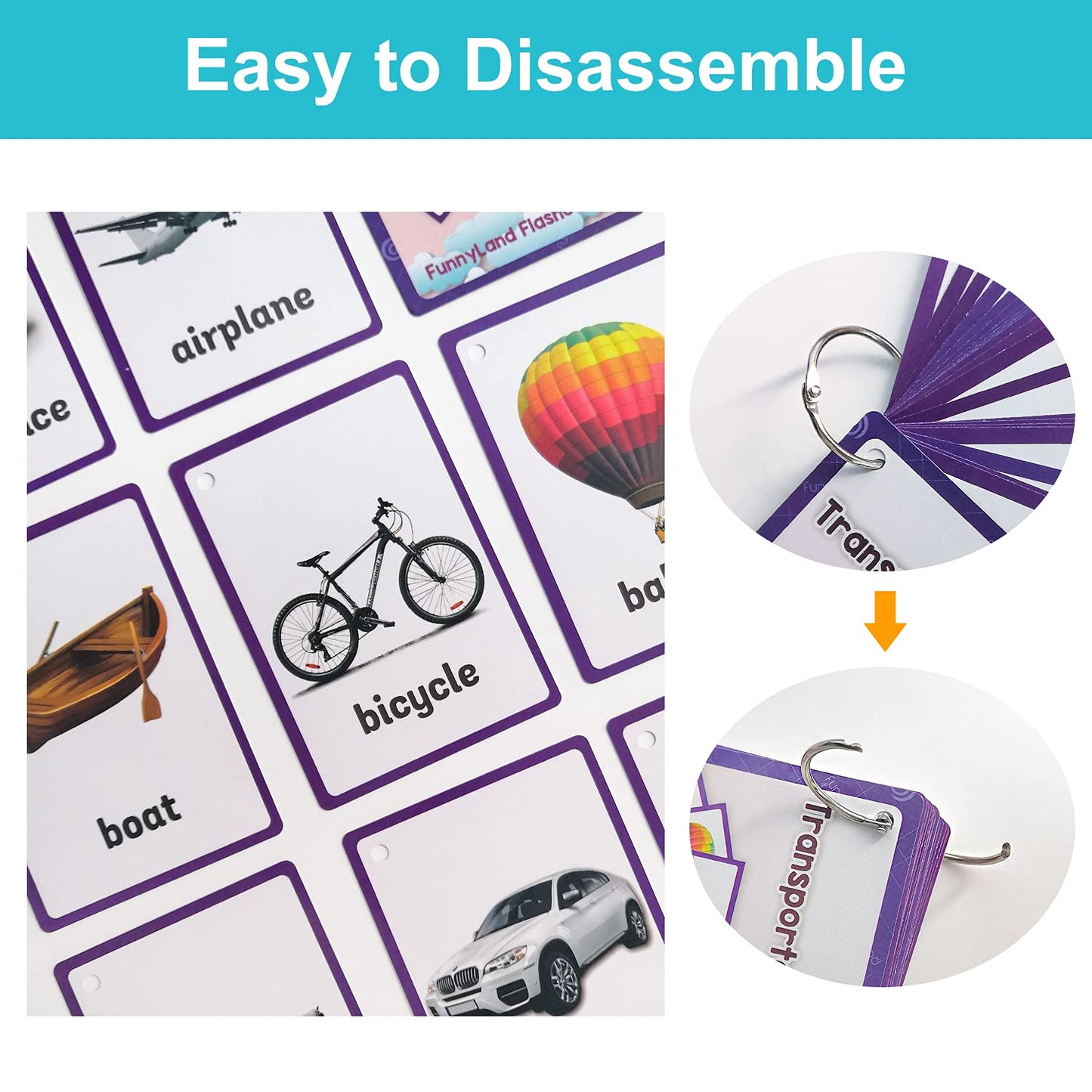 Lilias Transportation Flash Cards, Toddler Learning Toys, Preschool Learning Toys, Homeschool Supplies, Learning Supplies For Kindergarten, 4.3 X 3.14 Inch, 22 Cards In Set,Wc011