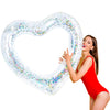 ZHUYNXIR Heart Swimming Pool Float mature-themed Pool Floats Water Fun Beach Party Toys for Aults Birthday Scene Layout Props. (47 in Transparent Glitter)