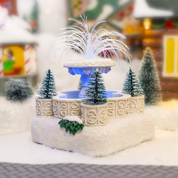 Fg Square Lightup Fountain Christmas Accessories Figurines | Christmas Village House Collection For Christmas Decorations And Gi